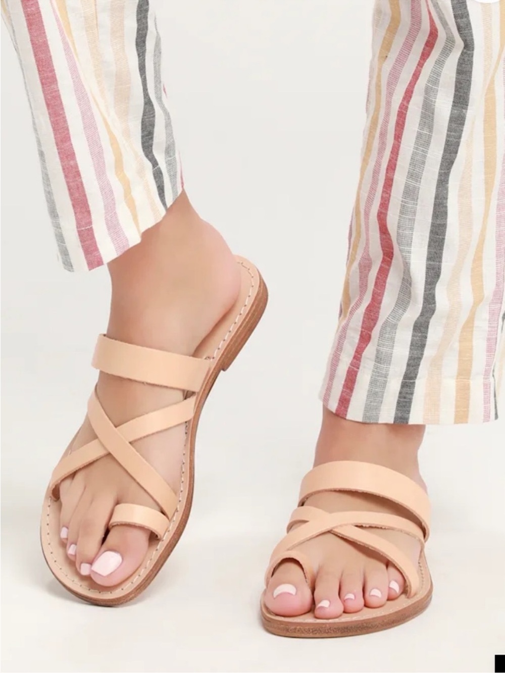 Seychelles Tan Strappy Leather Slide Sandals 8.5